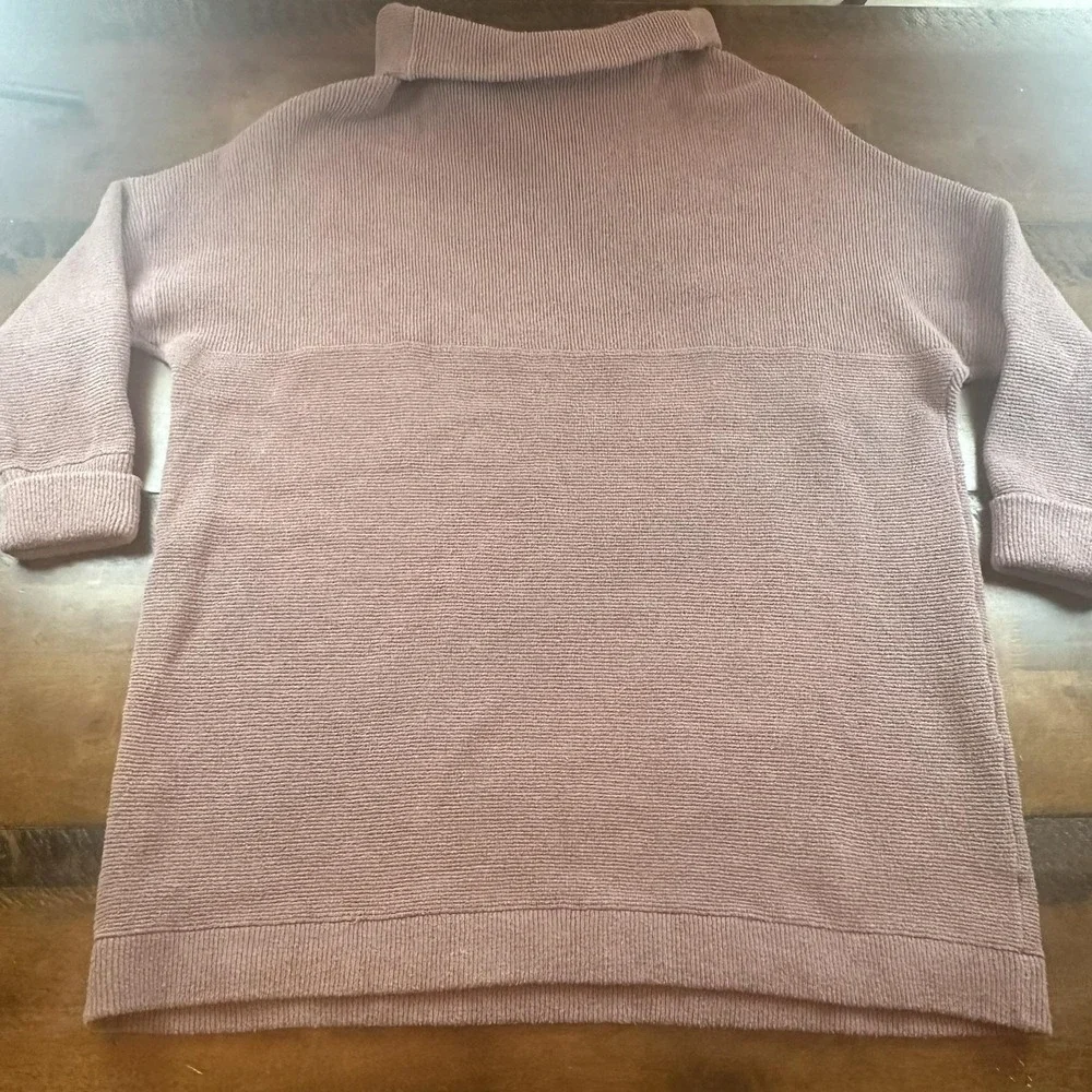 Free People Sweater Womens XL Pink Cowl Neck Tunic 3/4 Sleeve Pullover‎ Knit